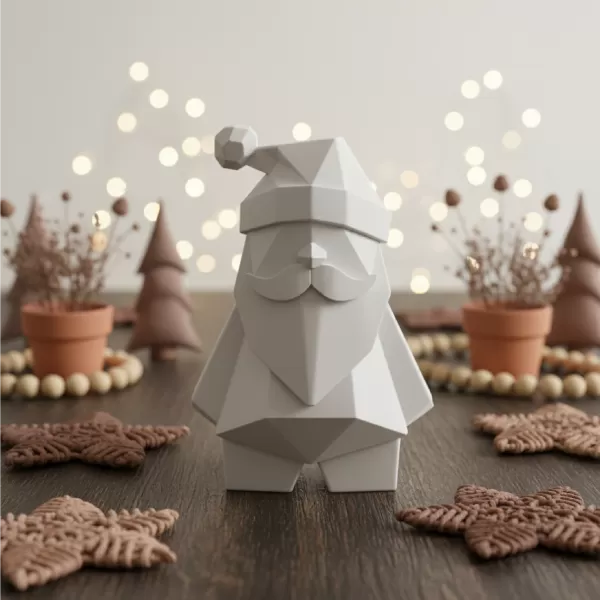 Low Poly Santa Claus Figure | Modern Geometric Christmas Decor - Model preview 1