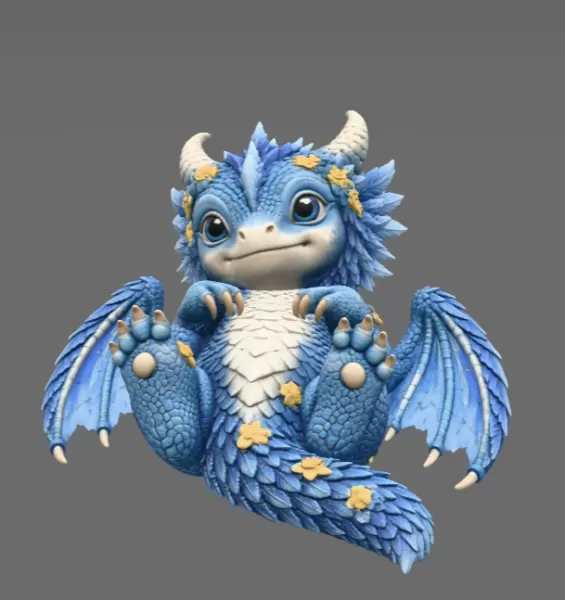 Bluebell Baby Dragon STL File for 3D Print - Model preview 4