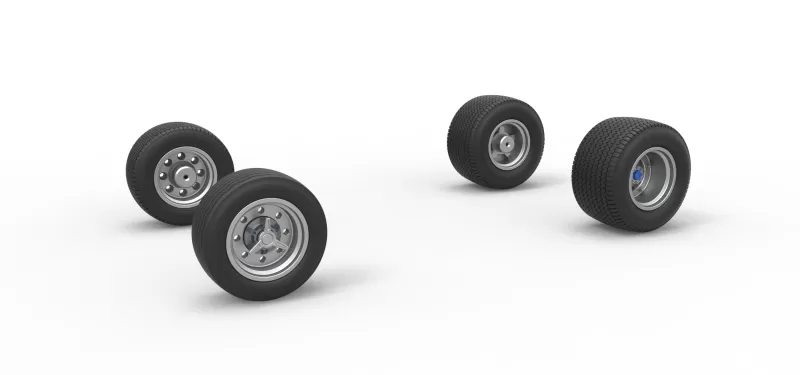 Wheel set of Northeast Dirt Modified stock car V5 Scale 1:25 - Model preview 1