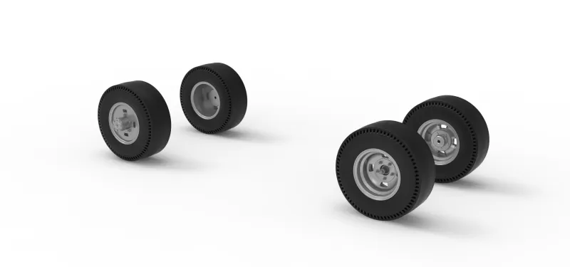 Wheel Set of Vintage AWD dragster Scale 1:25 - Model preview 7