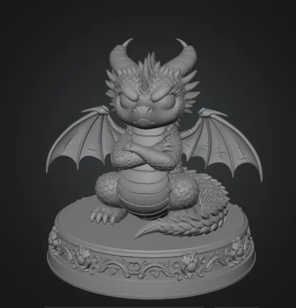 Grumpy Guardian Dragon STL File 3D Print - Model preview 7