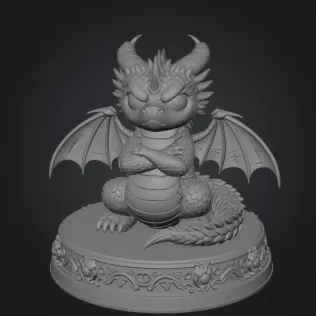 Grumpy Guardian Dragon STL File 3D Print - Model thumbnail 7