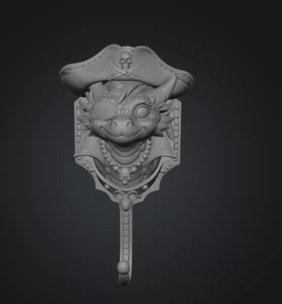 Pirate Dragon Key Holder STL File for 3D Print - Model preview 8