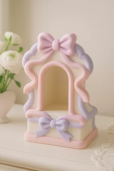 Bow Candle Holder – Cute Coquette Style LED Tea Light Lantern - Model preview 1