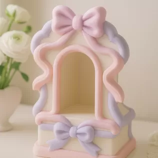 Bow Candle Holder – Cute Coquette Style LED Tea Light Lantern - Model thumbnail 1