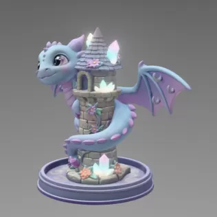 Tower Dragon Key or Jewelry Holder STL File for 3D Print - Model thumbnail 6