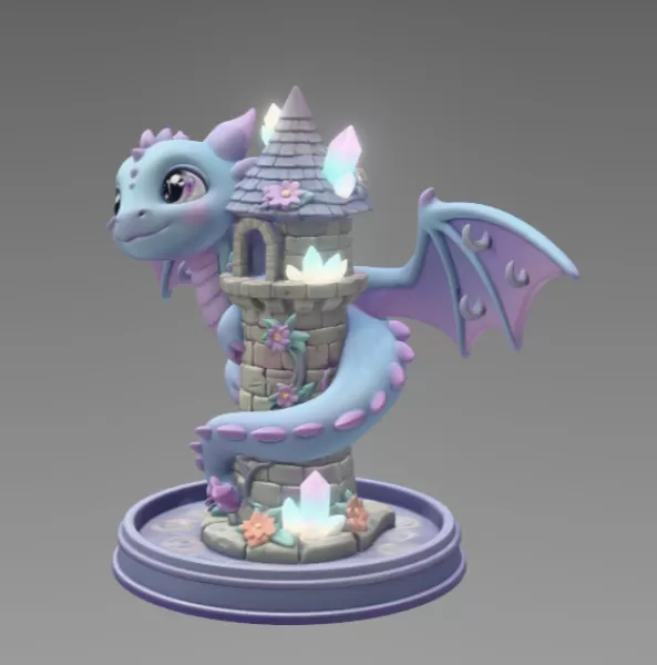 Tower Dragon Key or Jewelry Holder STL File for 3D Print - Model preview 6