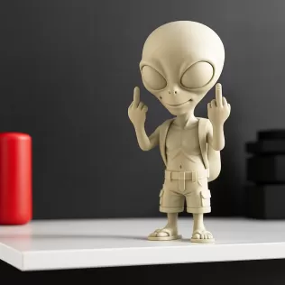 Funny Alien Figure | Middle Finger Alien Statue | Rude Sci-Fi - Model thumbnail 6