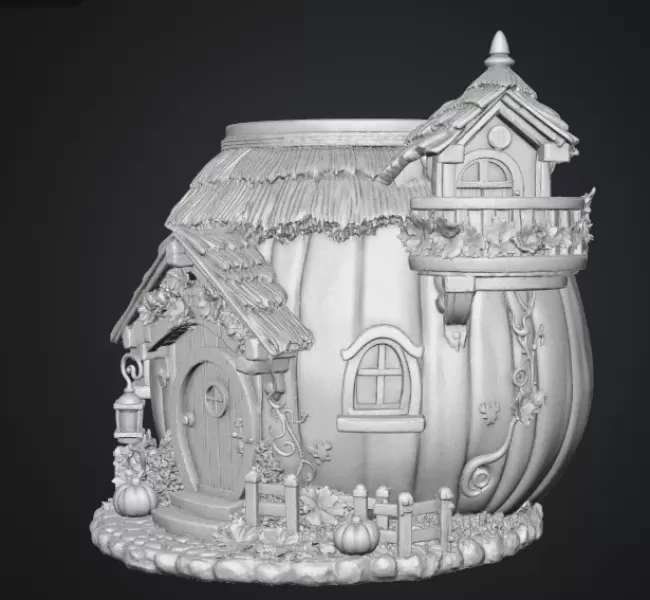 Autumn Pumpkin Cottage Planter STL File for 3D Print - Model preview 13