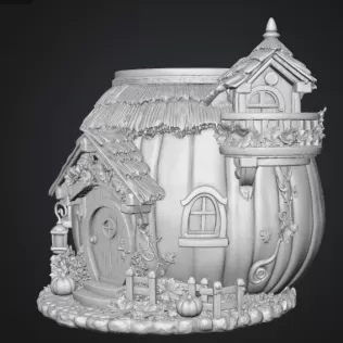 Autumn Pumpkin Cottage Planter STL File for 3D Print - Model thumbnail 13