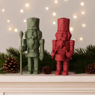 Nutcracker Figure Set | Low Poly 2 pcs Soldiers | Christmas - Model thumbnail 2