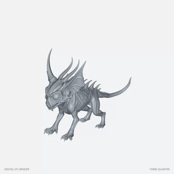 Horned Night Hound - 100 mm STL - Model preview 1