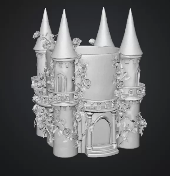 Rose Princess Castle Planter STL File for 3D Print - Model preview 16