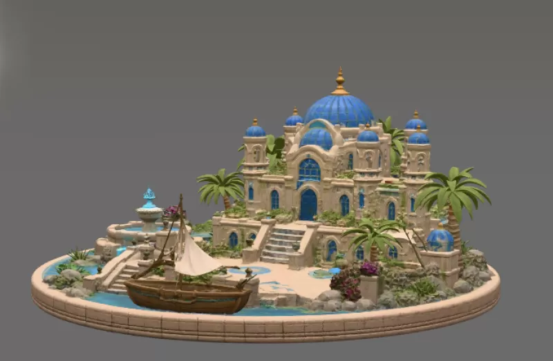 Azure Oasis Palace STL File for 3D Print - Model preview 8