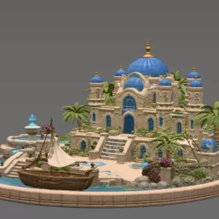 Azure Oasis Palace STL File for 3D Print - Model thumbnail 8