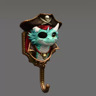 Pirate Dragon Key Holder STL File for 3D Print - Model thumbnail 7
