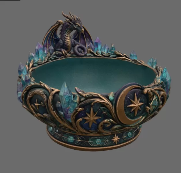 Celestial Crystal Dragon Bowl STL File for 3D Print - Model preview 12