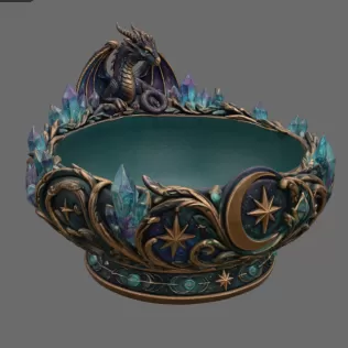 Celestial Crystal Dragon Bowl STL File for 3D Print - Model thumbnail 12