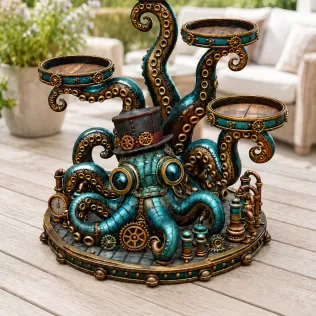 Steampunk Octopus Tray Organizer STL File for 3D Print - Model thumbnail 2