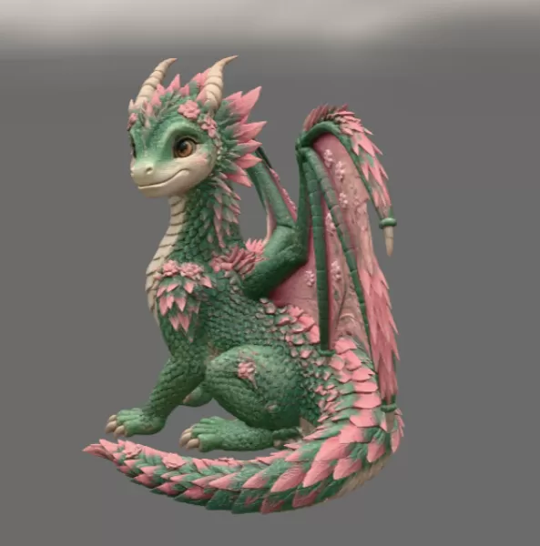 Blossom Meadow Dragon STL File for 3D Print - Model preview 5