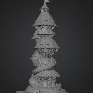 Advertising Enchanted Spiral Tree Tower STL File 3D Printable Fa - Model thumbnail 7
