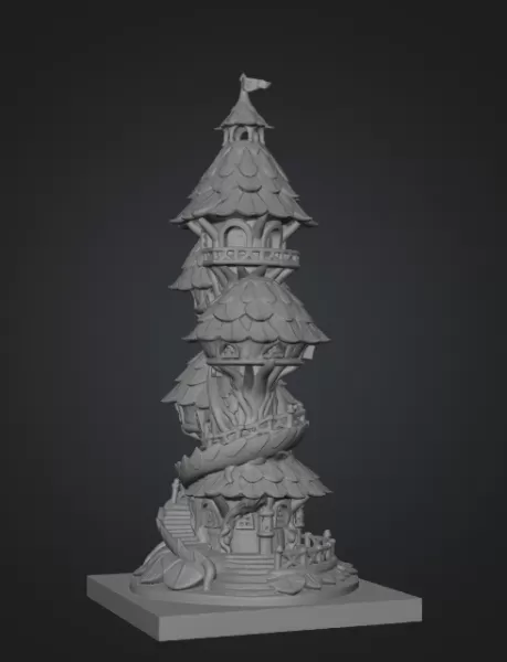 Advertising Enchanted Spiral Tree Tower STL File 3D Printable Fa - Model preview 7