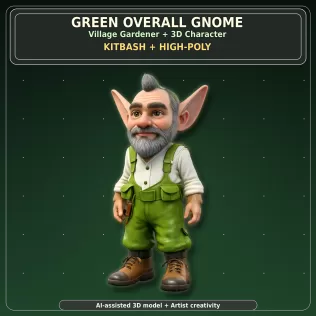 Garden Gnome Character Pack – Fantasy Garden Worker Kitbash - Model thumbnail 10