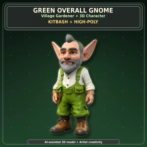 Garden Gnome Character Pack – Fantasy Garden Worker Kitbash - Model preview 10