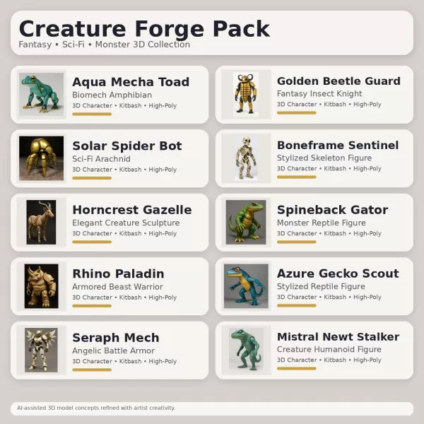 Creature Forge Pack – Fantasy & Sci-Fi Creature Collection - Model preview 1