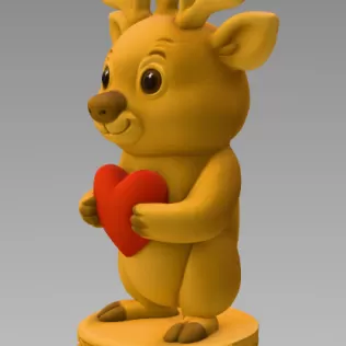 Cute Deer with Heart – 3D Printable STL File - Model thumbnail 4