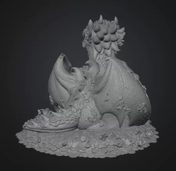 Cherry Blossom Dragon Family STL File for 3D Print - Model preview 13