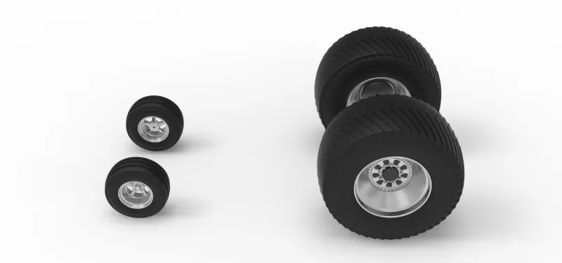 Wheel set of Pro Stock Pulling Tractor Version 4 Scale 1:25 - Model preview 5