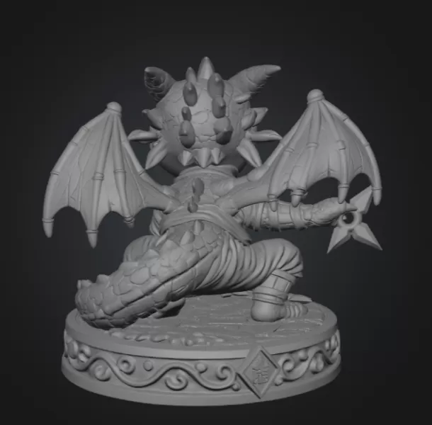 Cute Fantasy Ninja Dragon STL File for 3D Printing - Model preview 9