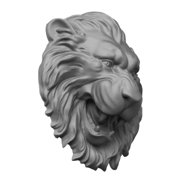 3D Printable Wild Lion Head Statue - Model preview 5