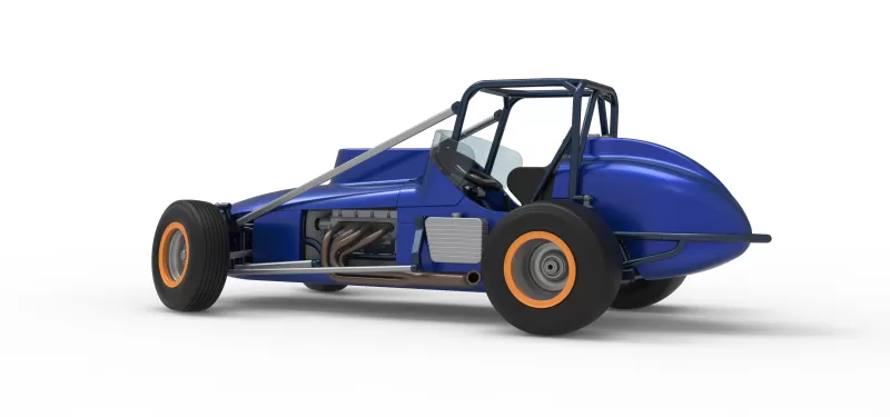 Dirt Silver Crown Champ car while turning Scale 1:25 - Model preview 13