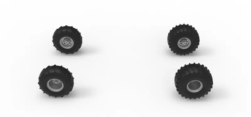 Wheel set of Mud dragster Version 3 Scale 1:25 - Model preview 6