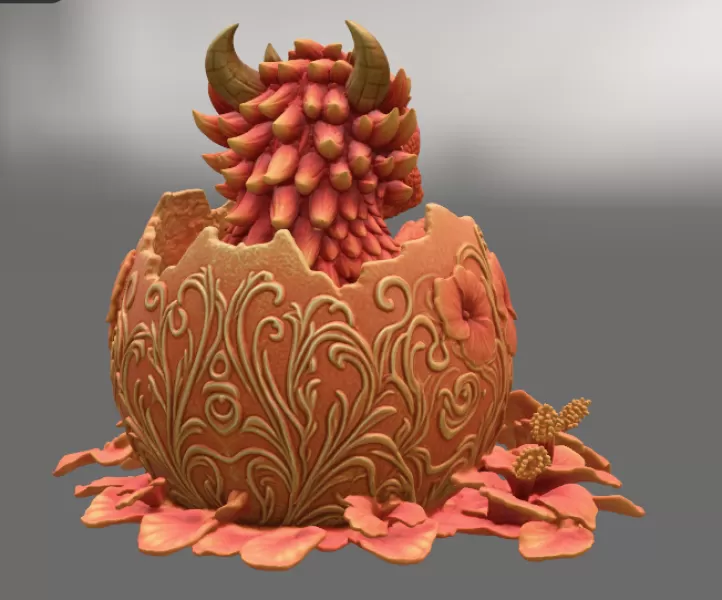 Hibiscus Hatchling Dragon STL File for 3D Print - Model preview 11