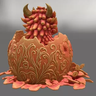 Hibiscus Hatchling Dragon STL File for 3D Print - Model thumbnail 11