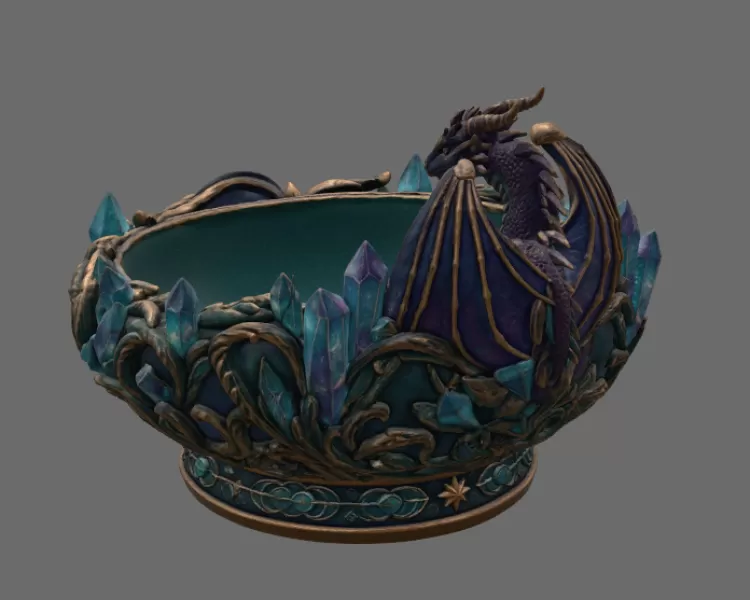 Celestial Crystal Dragon Bowl STL File for 3D Print - Model preview 10