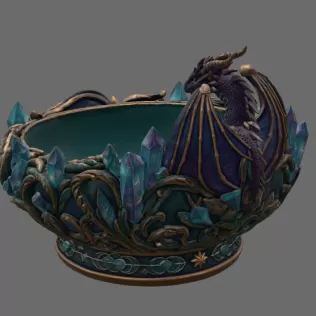 Celestial Crystal Dragon Bowl STL File for 3D Print - Model thumbnail 10