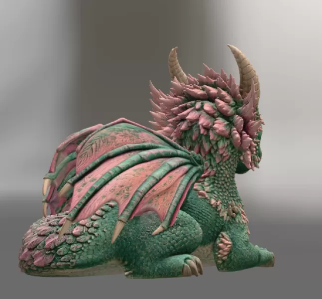 Blossom Guardian Dragon STL File for 3D Print - Model preview 8