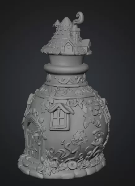 Mushroom Potion House STL File for 3D Print - Model preview 9