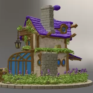 Lavender Witch Apothecary Cottage STL File for 3D Print - Model thumbnail 9