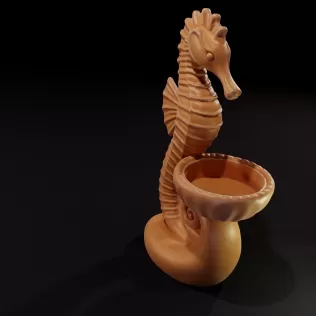 Seahorse Tealight Holder - 3D Printable Model - Model thumbnail 3