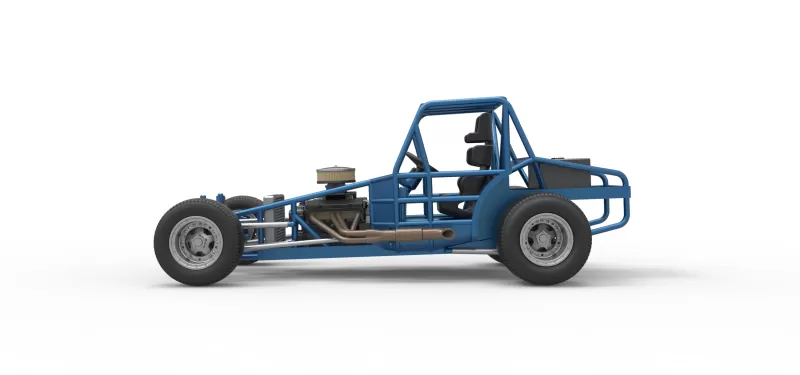 Vintage Dirt Modified stock car Base Scale 1:25 - Model preview 9