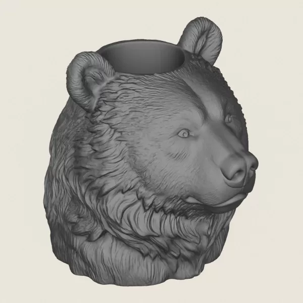 Bear Head Vase Print Ready 3D Model - Model preview 5