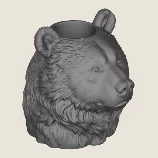 Bear Head Vase Print Ready 3D Model - Model thumbnail 5