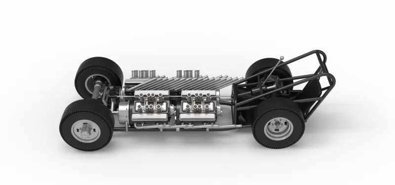 Vintage AWD Dragster Base Version 2 Scale 1:25 - Model preview 10