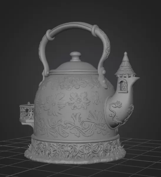 Fantasy Teapot Fairy House – STL File 3D Print - Model preview 12