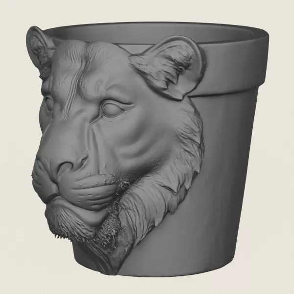 Lioness Head Planter - Model preview 1